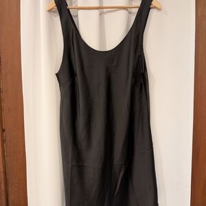 Asos Black Satin Scoop Neck Tank Mini Dress